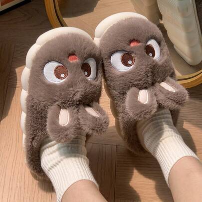 أحذية منزلية نسائية فاخرة من الفرو، دافئة ومريحة، مناسبة للارتداء اليومي في فصلي الخريف والشتاء، موديل جديد لعام 2025، تصميم أنيق بكعب منخفض وأصبع قدم دائري بسيط