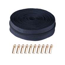 1 Set, 3# Nylon Zippers (450cm/177 Inch/5 Yards) With 10 Zipper Pulls, Suitable For Home Sewing DIY Replacement