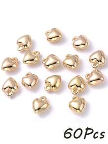 60pcs Puffy Heart Charm Tiny Love Pendant CCB Plastic Pendants 1.6mm Small Hole Heart Charms Golden Dangle Pendants For Valentine Gifts DIY Jewelry Making Kit Necklace Bracelet - Love Pendant - View 10