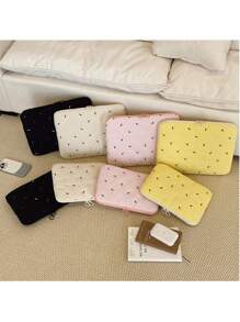 YOONI 韩国 INS 风格彩虹条纹刺绣笔记本电脑内胆包，柔软女孩糖果色 iPad 平板电脑保护套（9.7/10.2/11 英寸），笔记本电脑包（13/14 英寸），防震内袋，适合女孩和学生的可爱礼物，女士笔记本电脑包， 书包，大学必备品，返校必备