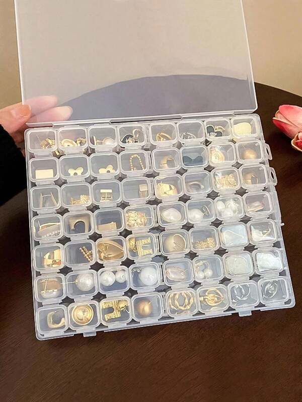 Caja de almacenamiento de joyas de viaje de 28-56 compartimentos, caja para brocas de pintura de diamante, contenedor para piezas y herramientas de joyería, cajas individuales separadas de una sola capa, de vuelta a la escuela