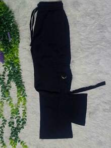 CHILDREN'S CARGO PANTS FOR GIRLS - màu đen - Xem 2