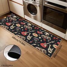 1 buc. Covoraș cu design de craniu, moale și durabil, covoraș antiderapant din poliester, potrivit pentru sufragerie, dormitor, cameră de jocuri și baie, Halloween