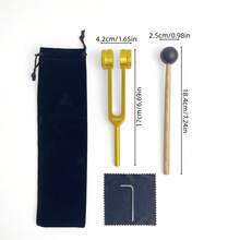 Aluminum Alloy Tuning Fork, 128Hz/256Hz/528Hz Frequency Adjustment, Yoga Meditation Energy Regulator With Mallet And Velvet Bag - Gold - View 14