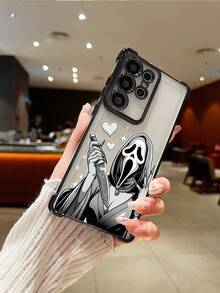 1 件极简主义骷髅与鬼脸电镀气囊防摔/加厚透明 TPU 手机壳适用于 Apple 17 Air/17 Pro Max、16 Pro Max/16 Pro/16/13 Pro Max/12 Pro Max 11、15 Pro Max、14 Pro Max/Galaxy、/Honor/Note 13 Pro/S23 Ultra/S24 Ultra/S25/A56 保护套 - 黑色 - 查看 7