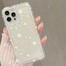 Funda de teléfono a prueba de golpes, simple, pequeña, copo de nieve, invierno, transparente, anti-caída, adecuada para Apple  14 13 12 11 XS XR X 8 7 Mini Plus Pro Max SE Series, regalo de Halloween, regalo de Pascua, cumpleaños, novia, novio, amigo o para ti mismo, protección contra caídas - 1 pieza - Ver 7