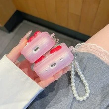 Ốp lưng màu kem họa tiết hoa anh đào đính ngọc trai, ốp bảo vệ dễ thương tương thích với Apple. - Nhiều màu - Xem 8