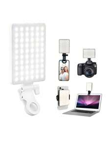 1 PC Selfie Light, Filllight Phone Light With Front & Back Clip, 60 LED Portable Light With 3 In 1 Light Colors Brightness Adjustable, Type-C 5V Rechargeable Video Light For Phone Laptop, Makeup, Live Stream, Vlog