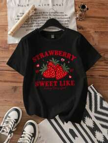 Women T-Shirts - Red and Black - View 1