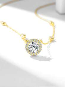 LOVESSOM 1pc 925 Sterling Silver 1carat Moissanite Women's Necklace, Dotted Constellation Clavicle Chain, Valentine's Day Gift