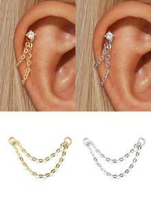 EleRunis 1PC Bạc Sterling 925 Hình Trái Tim/Xỏ Khuyên Hoa Tai Chuỗi Charm Sụn Phẳng Xỏ Khuyên Xoắn Ốc Trang Sức Cao Cấp Cho Trang Phục Hàng Ngày Tiệc Cưới Đính Hôn Kỷ Niệm Ngày Lễ Tình Nhân - Nhiều màu - Xem 13