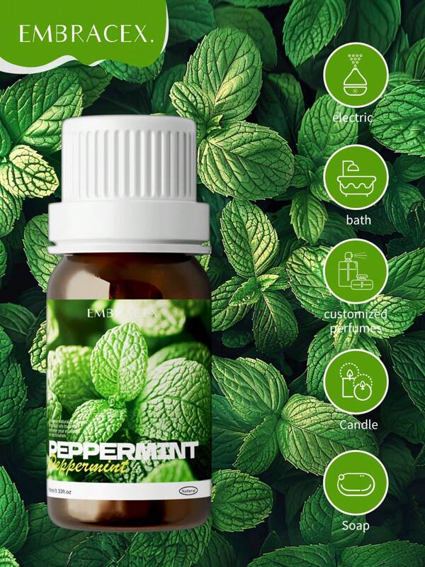 EMBRACEX. 10ml Peppermint Essential Oil Refresh Essential Oils 100% Natural Peppermint Oil Aromatherapy Essential Oil For Diffuser, And Candle Making Aromatherapy Oil Reed Diffuser Oils Fragrance Gifts