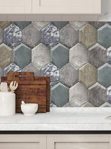 SUPSTICKER 1 卷地中海风格加厚防水厨房和浴室后挡板装饰自粘墙纸，3 种尺寸可选：11.81 * 47.24、11.81 * 94.49、11.81 * 141.73 英寸、贴纸、墙贴花、乙烯基贴花用于家居装饰、春季装饰品让您的家焕然一新、拉玛装饰贴纸礼物生日毕业厨房装饰