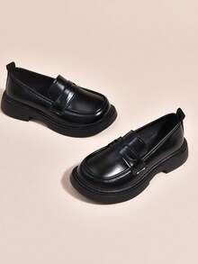 Zapatos escolares tipo Mary Jane para niñas, estilo británico colegial, mocasines, zapatos planos de moda para estudiantes - Negro - Ver 6