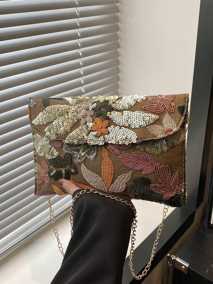Túi đeo vai thêu hoa sequin, Túi cầm tay chắp vá sequin thời trang dành cho nữ, Túi dự tiệc tối, Cắt ngẫu nhiên, Phù hợp cho phụ nữ, Phù hợp cho tiệc tùng, đám cưới, vũ hội, Hoàn hảo cho tiệc tùng, đám cưới, tiệc tối/tiệc prom, Kết hợp với váy dự tiệc ngày lễ, váy dạ hội và váy sequin.
