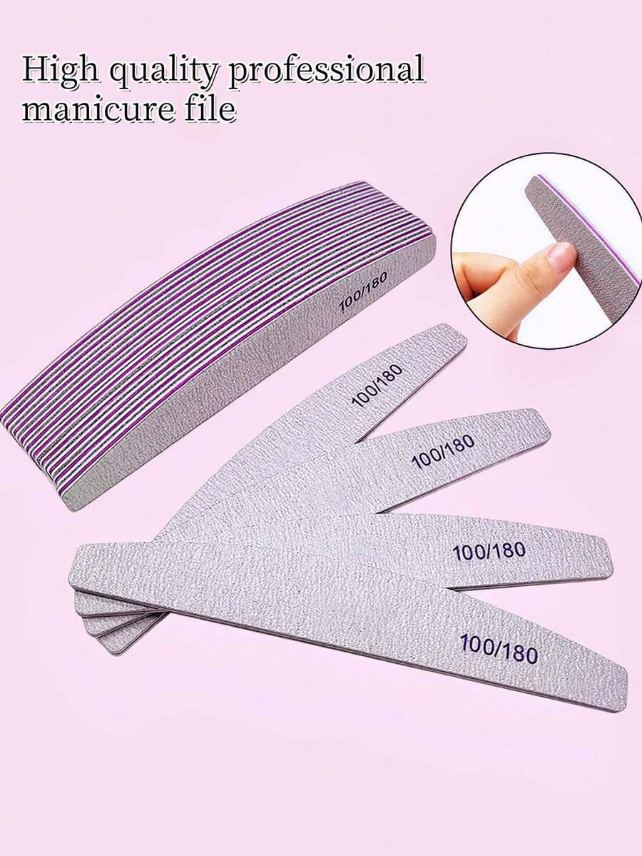 100/180 片，双面可水洗，可重复使用。青柠磨砂膏，天然丙烯酸产品，可用于化妆品和圣像画、美甲和修脚沙龙 - 淺灰色 - 查看 1