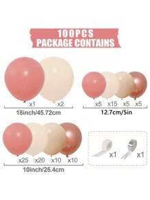 Juego de arco de globo color oro rosa - Set de 100 globos de color rosa palo para arco de globos que incluye globos rosas y blancos, set de guirnalda de globos rosa polvo para decoración de baby shower, boda, baile de graduación, cumpleaños
