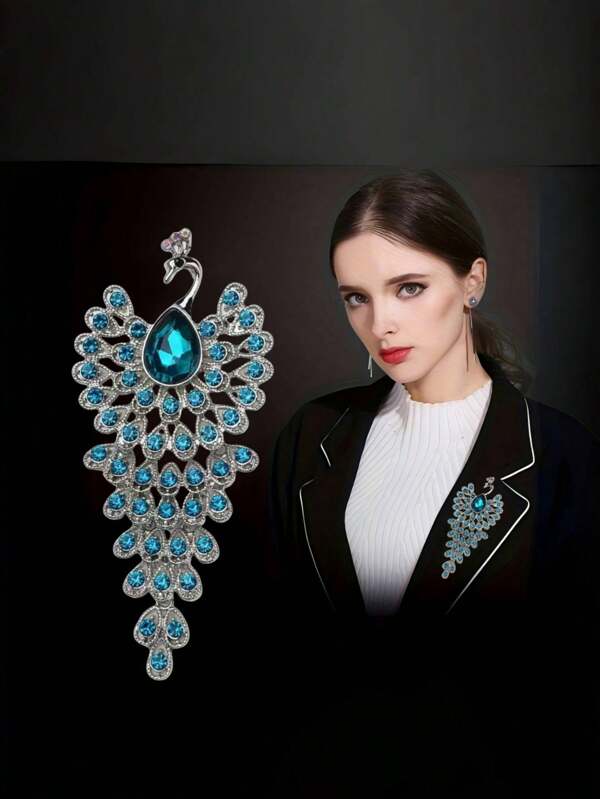 1pc Fashion Peacock Brooch, High Quality Floral Phoenix Vintage Brooch Pin For Suits, Coats, Elegant Decorative Apparel Accessory