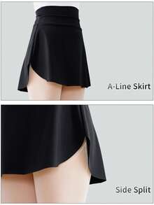 Daydance1 件装女士芭蕾舞裙成人舞蹈服芭蕾舞裙女芭蕾舞演员舞蹈服侧开衩芭蕾舞短裙（尺码偏小，建议选大一码）黑色春季 - 黑色 - 查看 8