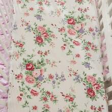 Brandream Pink Floral Crib Bedding Sets For Girls Farmhouse Chic Nursery Bedding Collection, 100% Cotton 3 Pieces - Pink - View 4