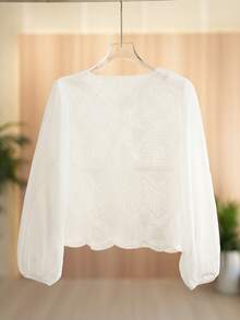 JIANHU 女士轻薄蕾丝衬衫 - 透气优雅，适合休闲、工作和特殊场合 - 白色 - 查看 8