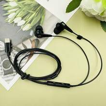 Black/White 2-Color New Type-C Wired Headphones, Side Microphone With Adjustable Volume, Built-In Microphone, Smart Fully Compatible Version Of In-Ear Wired Headphones, High-Definition Calls, Music Playback, Suitable For Student Gift Headphones, Running Sports Gift Headphones, Compatible With IPhone/Xiao Mi/Honor/Oppo/Vivo/Sam Sung/HUA WEI And Other Android Smart Phones And MP3/MP4/IPod/Computer, Etc.