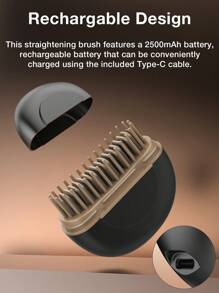 Mini Portable Cordless Straight Hair Comb,Portable Negative Ion Straightening Brush,Long Battery Hot Comb Hair Straightener,Lightweight & Mini Carry,Settings Anti-Scald