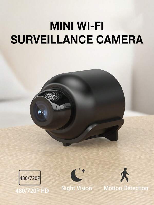 1 pezzo / 2 pezzi / 4 pezzi Mini telecamera smart HD con visione notturna, rilevamento del movimento, registrazione in loop, videocamera di sorveglianza portatile per auto/casa - Nera