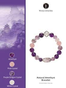 [VE] 1pc High-Quality S925 Sterling Silver Natural Amethyst Bracelet With Pink Quartz, Calming Emotion, Transfer Of Fortune, Suitable For Self, Best Friend, Girlfriend/Boyfriend, Mother. Color Of Jewelry May Be Random. - Bracelet - View 1
