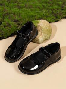Girls' Black Patent Leather Mary Janes - Classic Buckle School Shoes--Girls' Beige Patent Leather Mary Janes - Bow & Hook - Loop, Fall Season Staple,Go Back To School; Black Shoes; Girls' School Shoes; Girls' Toddler Shoes; Children's Girls' Shoes; Girl's Shoes.