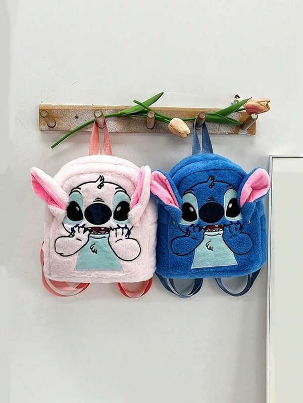 Disney 1pc Stitch & Angel Cartoon Backpack, Cute & Spacious School Bag For Back To School Season