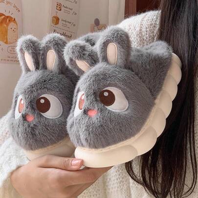 Women's Plush Slippers, Warm And Comfortable, Suitable For Casual Wear In Autumn/Winter, New 2025 Elegant Ladies' House Shoes, Low Heel, Simple Round Toe Design