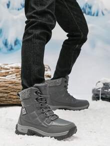 Botas de senderismo para hombre de suela gruesa y alta para otoño/invierno, botas de mujer talla grande (talla 36-46) de PU, zapatos de senderismo, zapatos casuales cómodos, botas de trekking, botas de escalada deportiva al aire libre, zapatos de campamento en la naturaleza, forrados térmicos, antideslizantes y duraderos, botas de senderismo negras