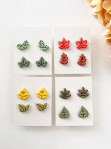 Autumn Mini Leaf Shaped Soft Clay Cutter, Suitable For Thanksgiving, Leaf Pattern Embossing Mold, Soft Clay Earring Cutter, Soft Clay Earring Stamp Making Tool, Soft Clay Jewelry Making Set, Soft Clay Earring Mold - Pink - View 7