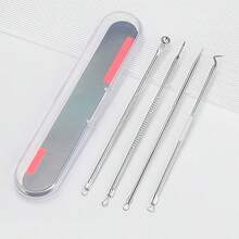4-Piece Professional Blackhead Removal Set - Acne Removal Tools For Whitehead Acne Removal - Deep Cleansing And Skin Cleansing Tools For Acne Removal - Beauty Tools - 銀色 - 查看 4