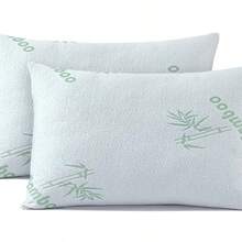 Memory Foam Bamboo Pillows 2 Pack-Soft Bounce Back Bamboo Pillows-Neck & Shoulder Support- 2 Pack Memory Foam Pillows With Bamboo Cover -Twin Pillowpack - 預設 - 查看 1