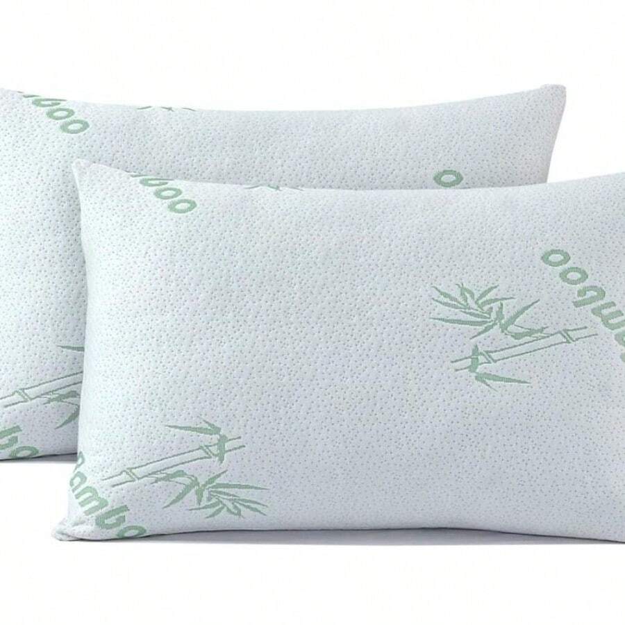 Memory Foam Bamboo Pillows 2 Pack-Soft Bounce Back Bamboo Pillows-Neck & Shoulder Support- 2 Pack Memory Foam Pillows With Bamboo Cover -Twin Pillowpack - 預設 - 查看 1