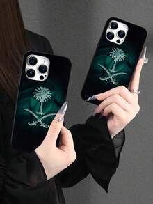 1 件沙特阿拉伯绿枣椰树和银色弯刀 2D 图案经典优雅绅士领带，适合作为生日、节日礼物送给朋友、家人、情侣；黑色哑光软壳兼容 17/16/15/14/13/12/11/Pro/ProMax/X/XR/XS/XSMAX/7/8/PLUS - 黑色 - 查看 8