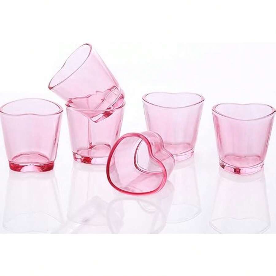 Heart Shot Glasses Set, Pink Shot Glass Cute For Bar Cart Accessories 1.5oz (6, Pink) - 1 - Xem 1