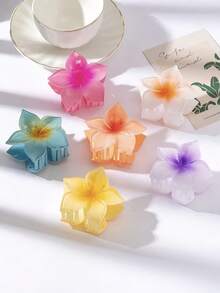 4pcs Gradient Lily Flower Claw Clips, Versatile Hair Accessories Flower Hair Clips Boho Hair Claw, Beach Accessories