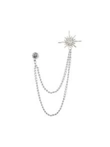 1 件韩国时尚纯色西装胸针衬衫领针带法式链条和流苏装饰，锌合金，休闲适合办公室穿着办公室配饰衬衫夹克珠宝圣诞节万圣节秋冬配饰，适合青少年、青年、男士、休闲、户外、运动、度假、毕业礼物、生日、日常穿着衣服别针有趣可爱的教师礼物服装配饰包饰 - 銀色 - 查看 5