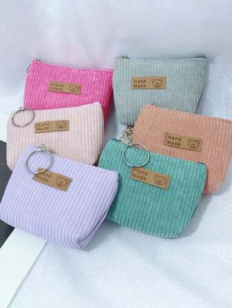 Estilo informal de pana para mujer - Material de lona sencillo de moda para uso diario / Cartera creativa elegante para mujer, bolso pequeño, monedero pequeño, regalo para estudiantes, regalo para mujeres, monedero mini, monedero, monedero para guardar cambio, cosméticos como tarjetero