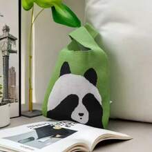 High-End Knitted Handbag, Contrast Color Knitted Wristlet Pouch, Versatile For Office Lady Or Outdoor Use, Can Hold Cosmetics, Sanitary Pads, Tissue Paper, Etc.