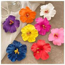 12pcs/6pcs/1pc Bohemian Style Artificial Flower Hair Clips Set, Barrettes For Women, Summer Beach Vacation Hair Accessories