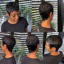 Peruka Pixie Cut 4-calowa z grzywką Prosta peruka z brazylijskich włosów ludzkich 150% gęstości Krótkie warstwowe peruki dla kobiet Łatwe do noszenia Peruka imprezowa bez kleju