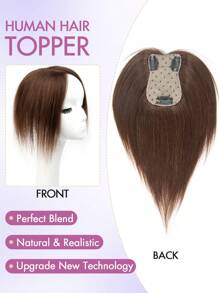 7x11厘米女士真人发夹式侧刘海直发接发片，优雅款式，多种颜色可选，增加稀疏头发的蓬松度和长度，夹式固定，逼真头皮效果