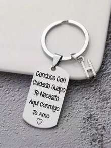 1pc Spanish Carved Casual Style Stainless Steel Keychain, Romantic Valentine's Day Gift For Husband Or Boyfriend - YSK-404 - View 8