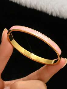 3pcs Fashion 18K Gold Plated Stainless Steel Four-Leaf Clover Nail Bracelet, Suitable For Women's Party, Daily Wear, European And American Style, Personalized, Generous, Luxury Cubic Zirconia Wristband, Wedding Jewelry Set, Gift For Girls, Women, Relatives, Friends, Beautiful Wedding, Birthday, Valentine's Day, Mom, Mother, Mother's Day, Gift