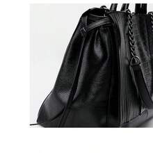 2025新款大容量时尚女士手提包，轻巧奢华单肩托特包，简约办公公文包 - 黑色 - 查看 6