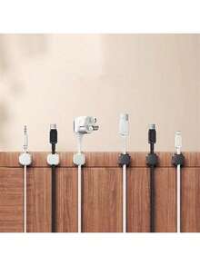 6pcs,Wire Storage Rack, Magnetic Desktop Cable Clamp Management, Hidden Mobile Phone Charging Cable Rack, Suitable For Nightstand, Kitchen Appliances, Office Supplies - Multicolor - View 3